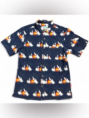 Shinesty Colorado Mountain Print Button Up Shirt Men’s Medium